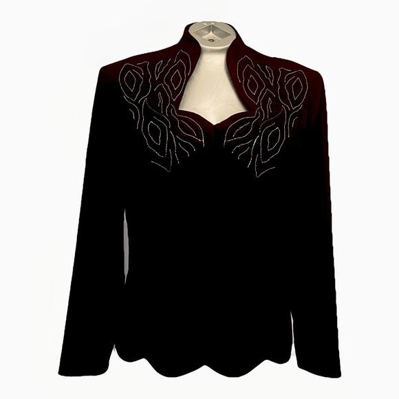 Maggie Sweet Black & Gold Embroidered Cloth Jacket M - Picture 1 of 9